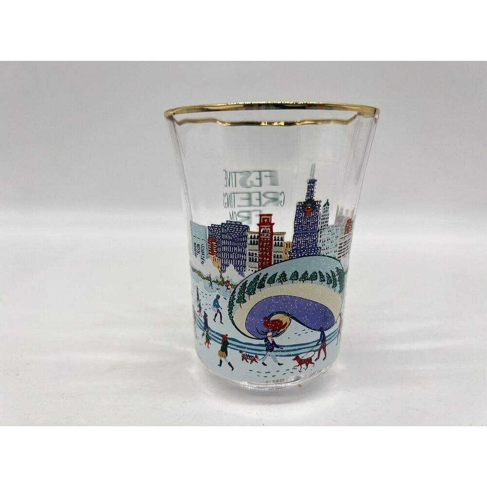 Anthropologie Holiday In The City Chicago Juice Glass Single Glass